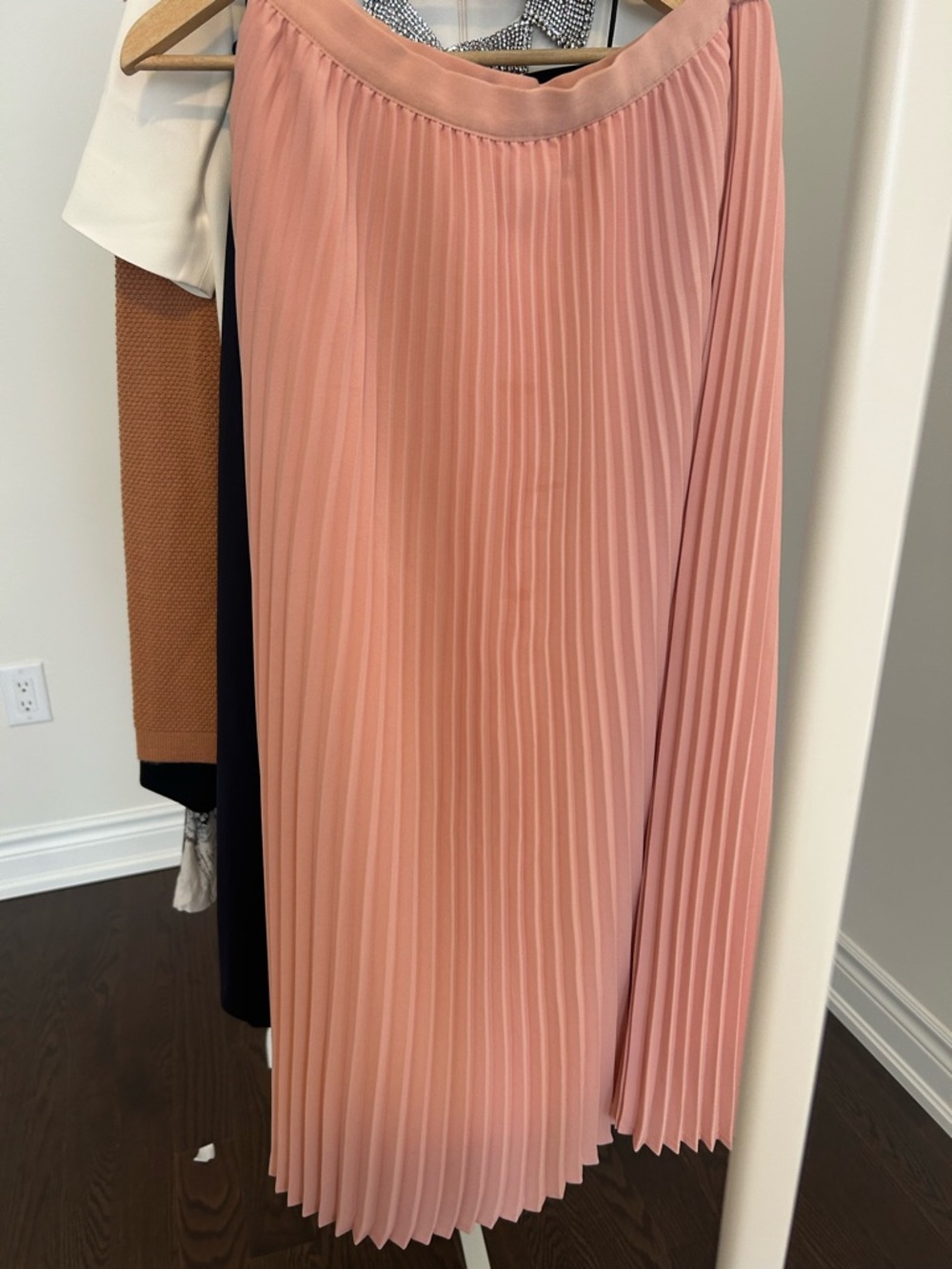 Babaton Pink Pleated Midi Skirt- XS